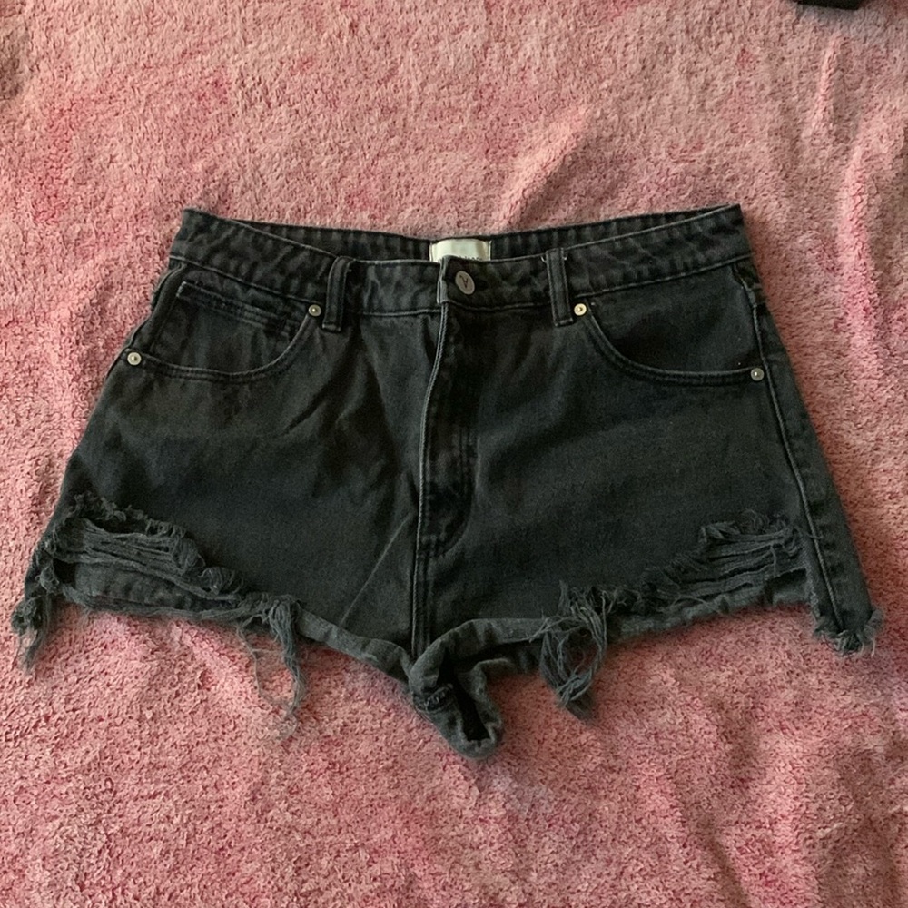 black denim high waist shorts